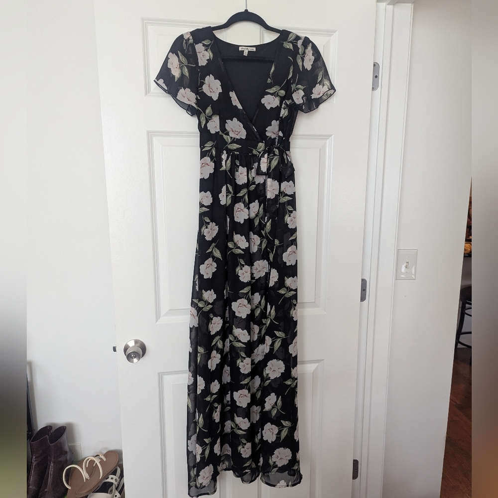 Charlotte Russe Black Floral Maxi Dress